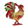 thumbnail image 3 of Caja de baratijas con bisagras en forma de gallo, organizador de joyas, figura de animal para coleccionar, guardar collares, decoración de escritorio Rojo Verde, 3 of 8
