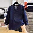 thumbnail image 6 of Womens Plus Size Tank Tops 100% Cotton Embroidered Tunic 3/4 Sleeve Loose Fit Blouse, 6 of 7