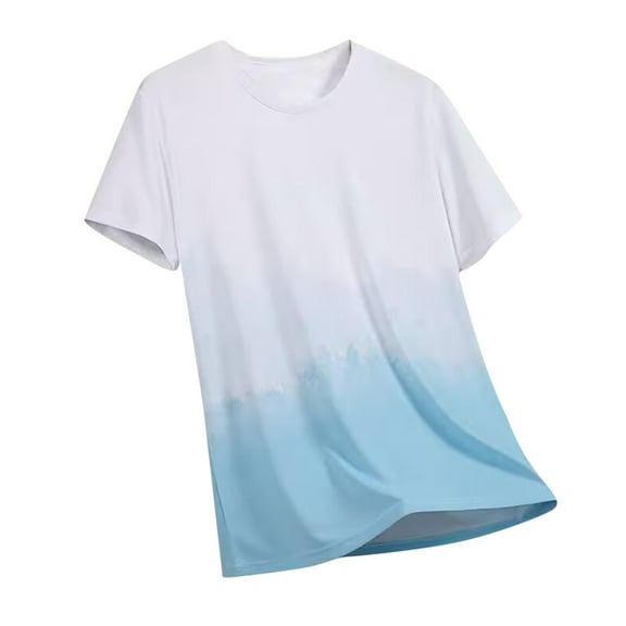 Maean Big and Tall Shirts for Mens Short Sleeve Tee Summer Trendy Gradient Tshirts Causal Loose Tops