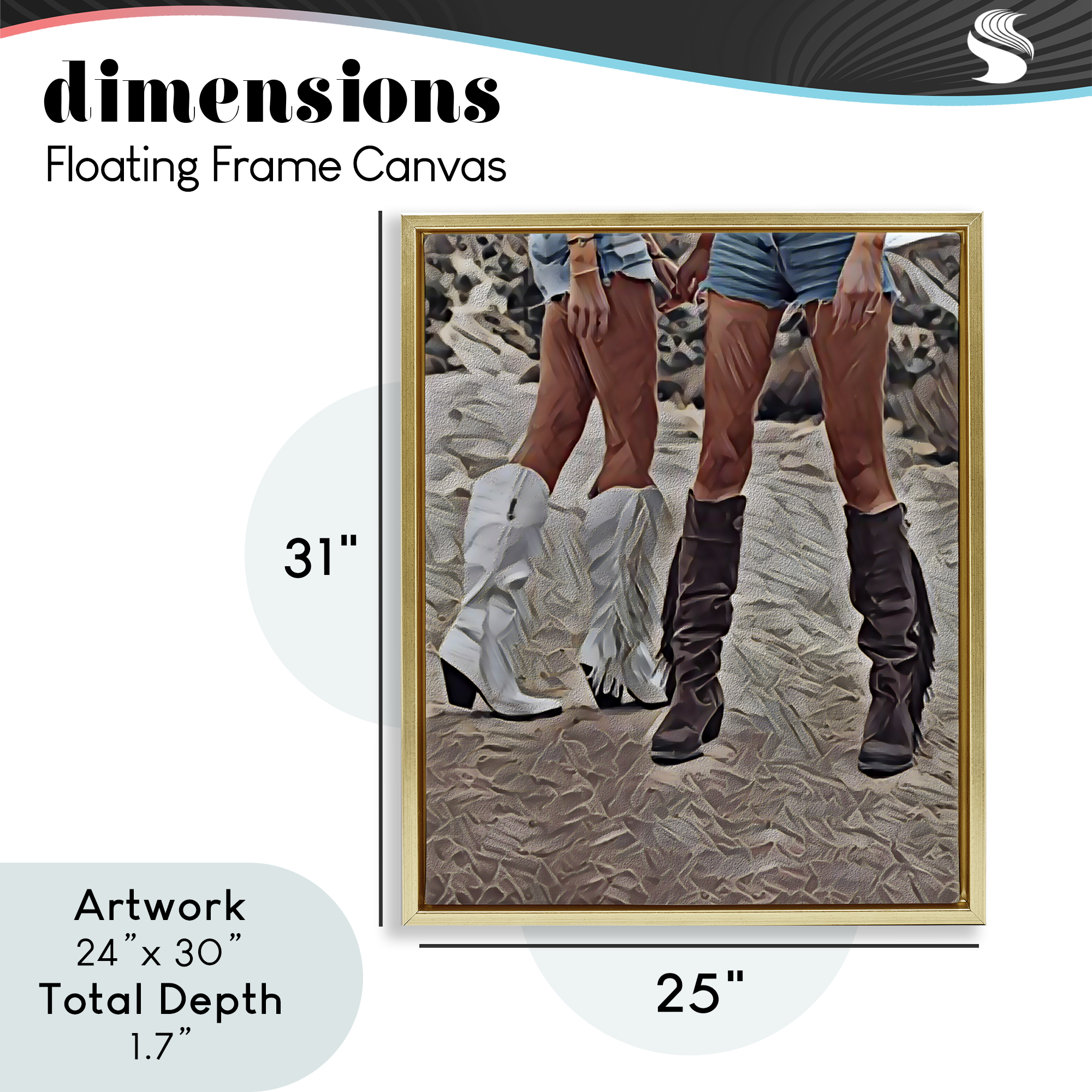 Rodeo Girls Friendship Gold Framed Floater Canvas Wall Art, design by Jesse Keith