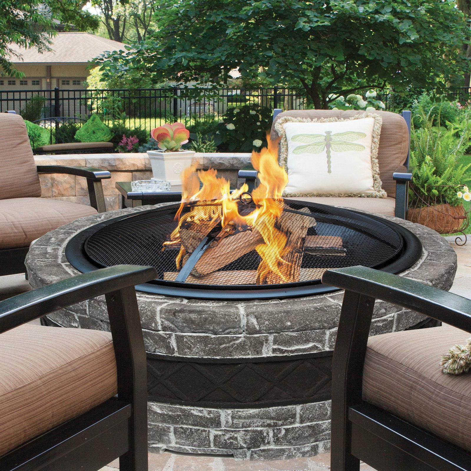 Sun Joe SJFP28-STN-CS Cast Stone Firepit | 28 inch (Charcoal Gray) by Snow Joe LLC