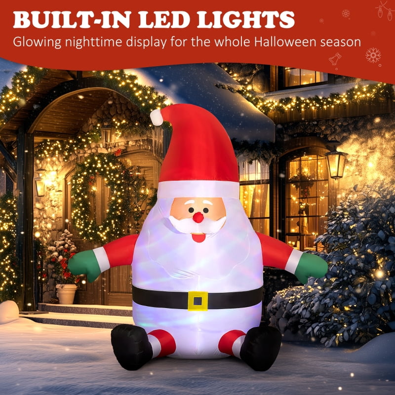 Alvantor Christmas Inflatables Santa with Rotating Light, Blow-Up Yard Decoration 72.4"x49.2"x72" Red/White