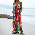 thumbnail image 2 of UPPADA Women's Summer Square Neck Jumpsuits Boho Wide Leg Overalls Casual Floral Print Rompers Beach Outfits with Pockets Vacation Outfit Red,L, 2 of 6