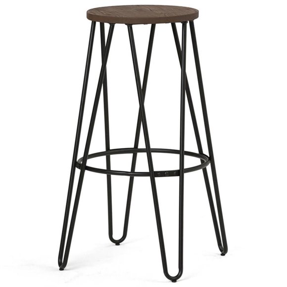 Trent Home Solid Elmwood 30" Bar Stool in Cocoa Brown and Black
