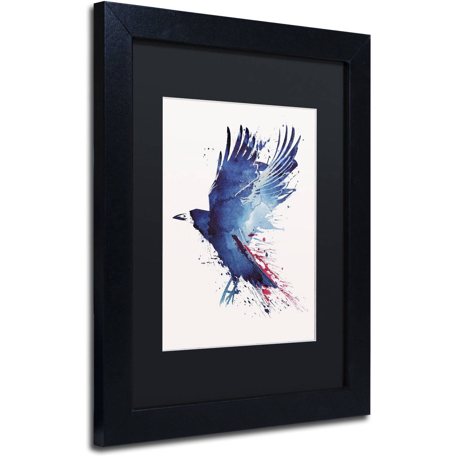 Trademark Fine Art 'Bloody Crow' Canvas Art by Robert Farkas, Black Matte, Black Frame