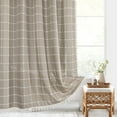 thumbnail image 4 of Zrodlmo Boho Farmhouse Shower Curtain with Hooks Rustic Cottagecore Fabric Bathroom Curtain with Tassels, 72" x 72", Coffee, 4 of 8