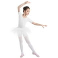 thumbnail image 3 of inhzoy Toddler Girls Tutu Dress Ballet Dance Leotard Short Sleeves Tulle Dress Bodysuit White 10-12, 3 of 8