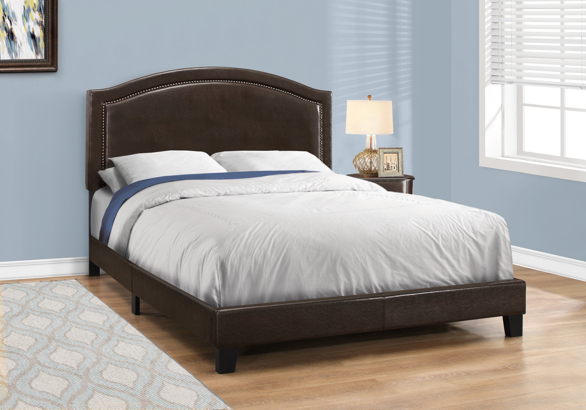 Contemporary Home Living 85.75" Brown Transitional Rectangular Bed Frame - Queen Size