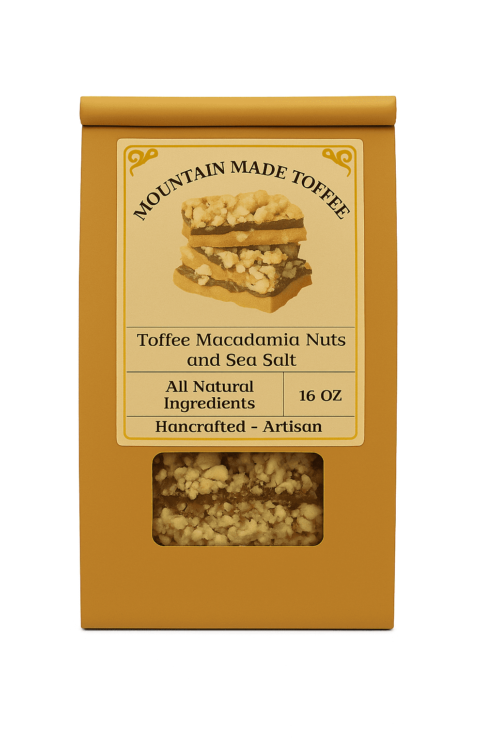 Toffee with Macadamia Nuts and Sea Salt 16oz