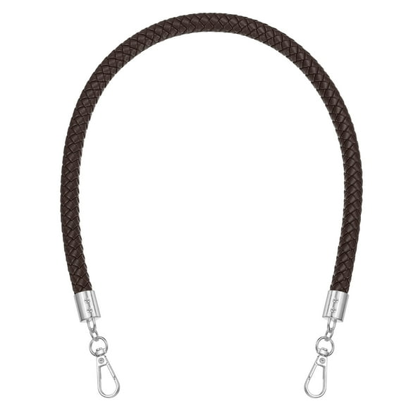 Uxcell Braided Purse Straps 62cm / 24" PU Leather Handles Replacement with Silver Buckle, Dark Brown