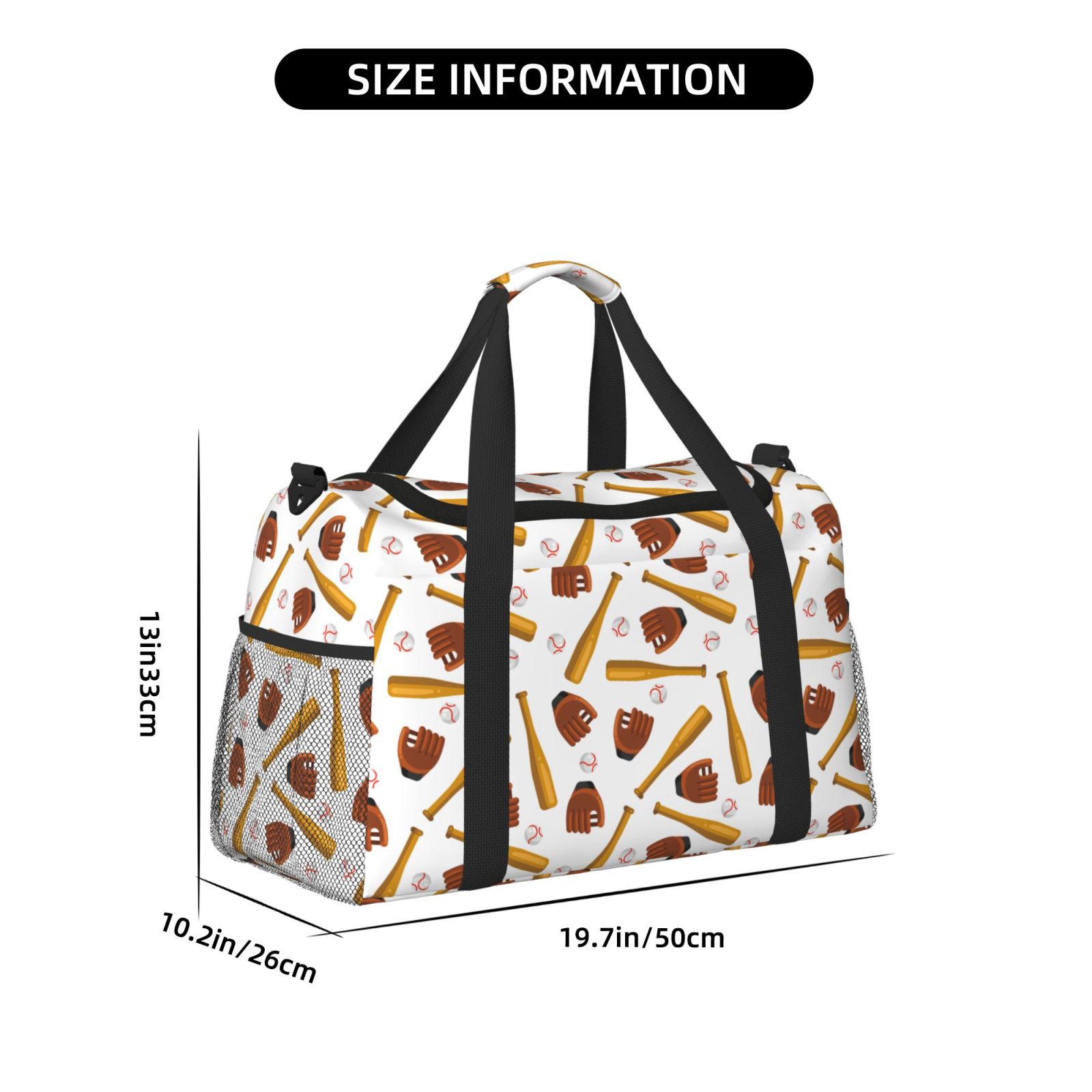 Rateoe Baseball Sport Pattern Gym Bag for Women, Duffle Bag for Travel with Wet Pocket, Carry on Weekender Bags for Women, Water Resistant Travel Bag Duffel Bag