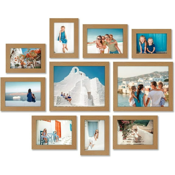 Set of 10 Picture Frames with Shatter-Resistant Glass - Gallery Wall Frame Set with Two 8x10, Four 5x7 and Four 4x6 Frames - Signature Collection - Dark Oak