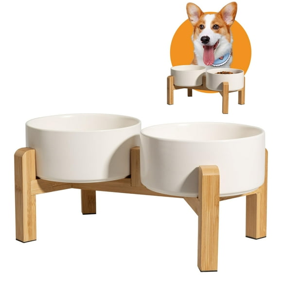 Juego de cuencos elevados de cerámica para perros PTOBER, 850 ml, para perros pequeños y medianos