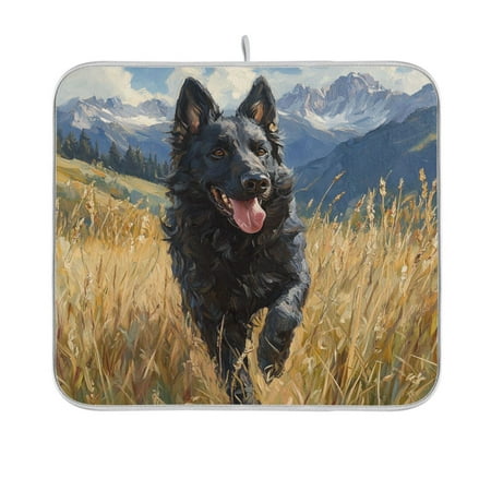 

BZSMCE Dish Drying Mat Black Dog Design Drying Mats