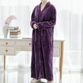 thumbnail image 5 of Homgro Women's Winter Long Plush Robe Ladies Full Length Soft Qulited Fuzzy Fleece Bathrobe Warm Thermal Long Sleeve V Neck Full Zip Up Zipper Comfy Bath Maternity Housecoat Pocket Purple Large, 5 of 5