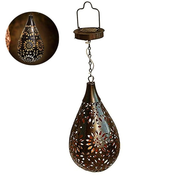 Outdoor Hanging Solar Lights, Garden Lantern Led Flower Pattern Yard Solar Lamp, Waterproof Solar Panels