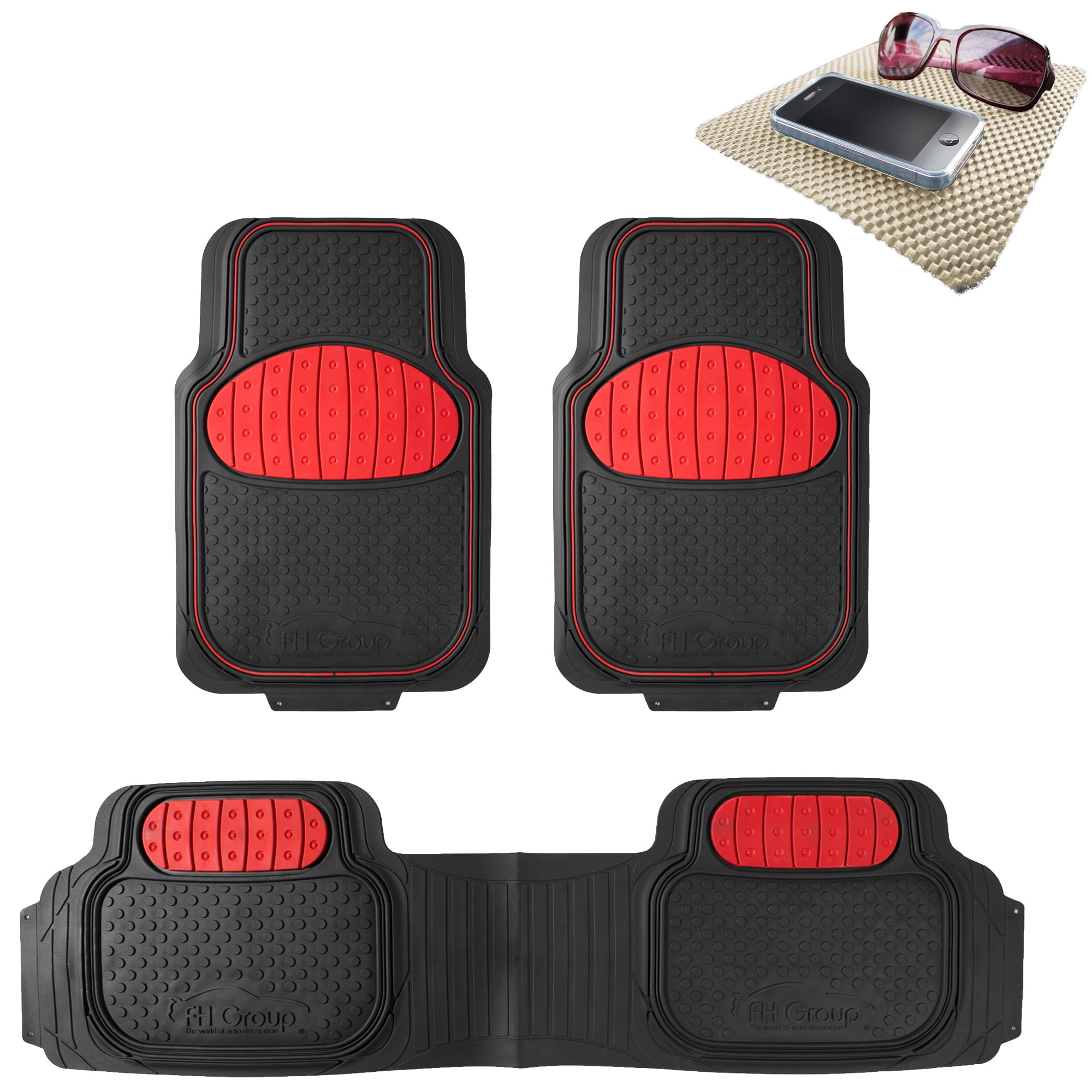 FH Gorup Red Black Heavy Duty Floor Mats from FH Group for Auto Car w
