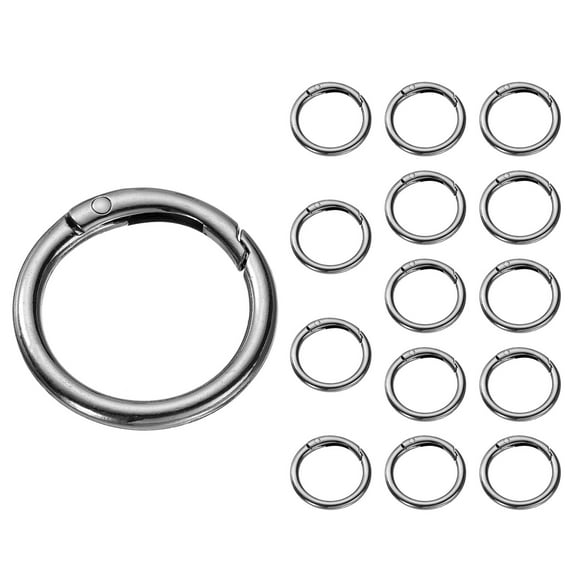 Uxcell 15 Pcs Trigger Spring O Rings, 1 Inch Round Snap Clip Small Welded Multi-Purpose Zinc Alloy Rings, Grey