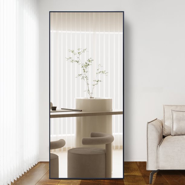 RACHMADES Full Length Mirror 65x24 Floor Mirror Black Full Body Mirror