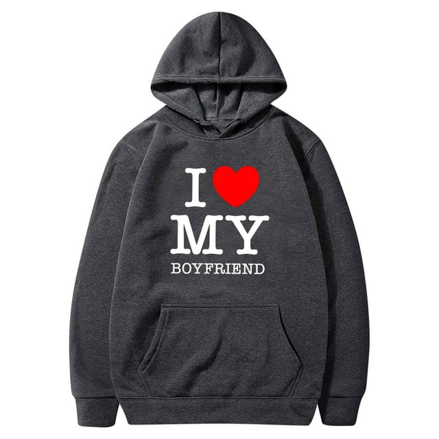Mode Saint-Valentin Couple Imprimé à Capuche Mode Polaire Poche Chandail Manteau