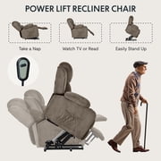 FLEXISPOT Power Lift Recliner Chair for Elderly with Massage and Heat Electric Lift Reclining Chair w/Cup Holders, Massage Recliner Sofa Chair for Living Room,Khaki Corduroy