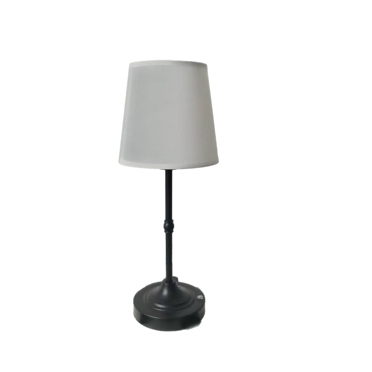 Classic Fabric Shade Table Lamp, Metal Base Bedside Lamp, Warm LED Light for Bedroom, Living Room, Office