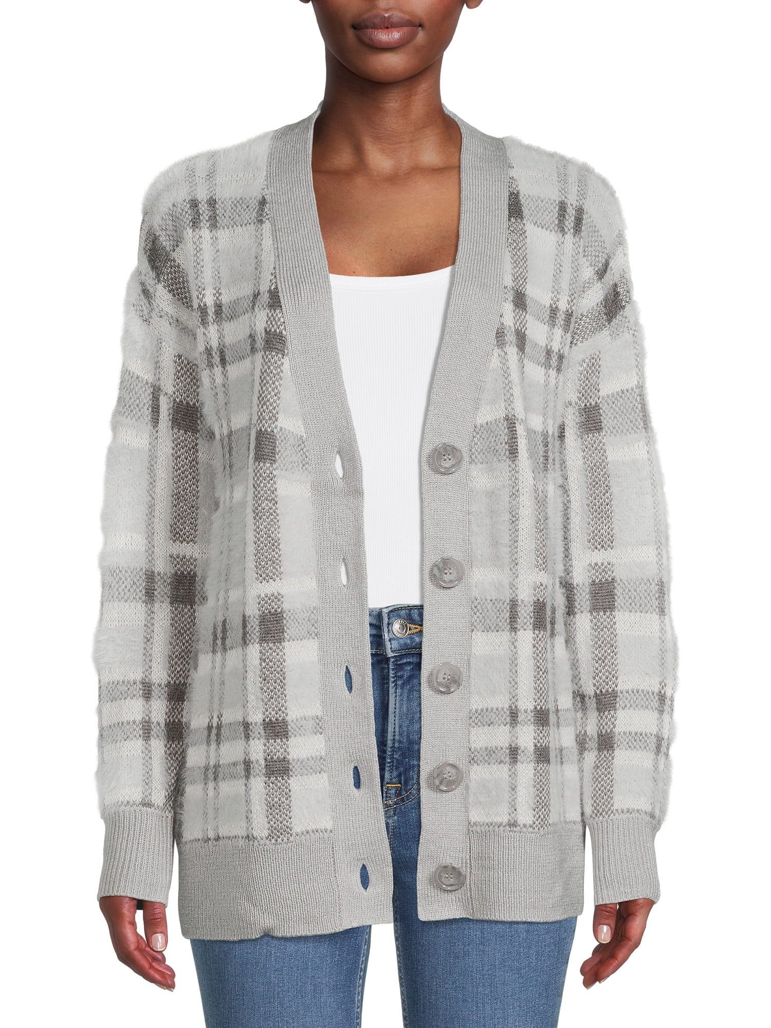 Time and Tru Women's Eyelash Cardigan Sweater