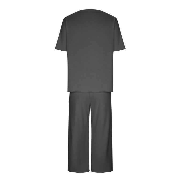 YEAHITCH Pajamagram Valentine s Womens Pajamas Lingerie Sets Dark Gray Pullover Short Sleeve Solid Set Walmart