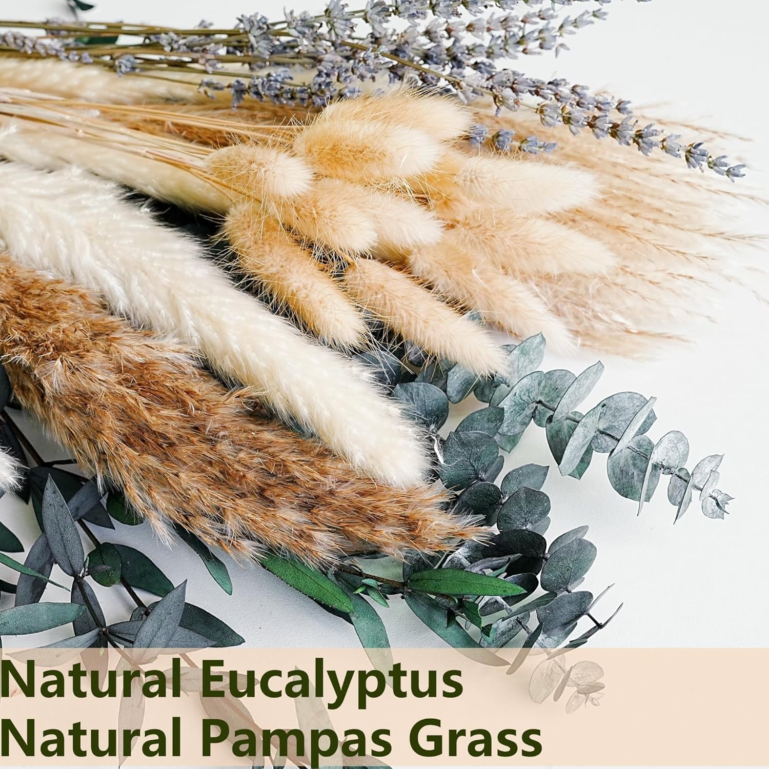 Green Pampas Grass Boho Bouquet – Exquisite Lavender and Eucalyptus Dried Flower Arrangements for Western Decor Rustic Flowers Your Bohemian Home, Bedroom, Wedding Table Décor