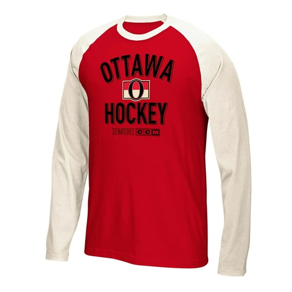 Ottawa Senators CCM Retro Logo Tri-Blend Raglan Long Sleeve T-Shirt