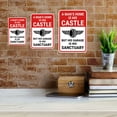 thumbnail image 4 of Portrait Round Plus A Man's Home Is His Castle But His Garage Is His Sanctuary Wall or Door Sign | Easy Installation | Funny Novelty Imitation Warning Signs - Medium, 4 of 6
