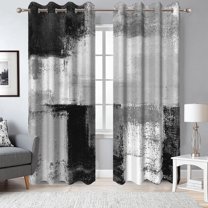 2 Panels Black Grey Abstract Blackout Curtain for Bedroom,Modern Art Grommet Drapes for Living Room,52x84 Inch