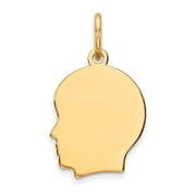FJC Finejewelers 14k Yellow Gold Plain Small .013 Gauge Facing Left Engravable Boy Head Charm