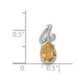 thumbnail image 2 of Solid 925 Sterling Silver Diamond and Citrine Yellow November Gemstone Oval Pendant Charm (.01 cttw.), 2 of 3