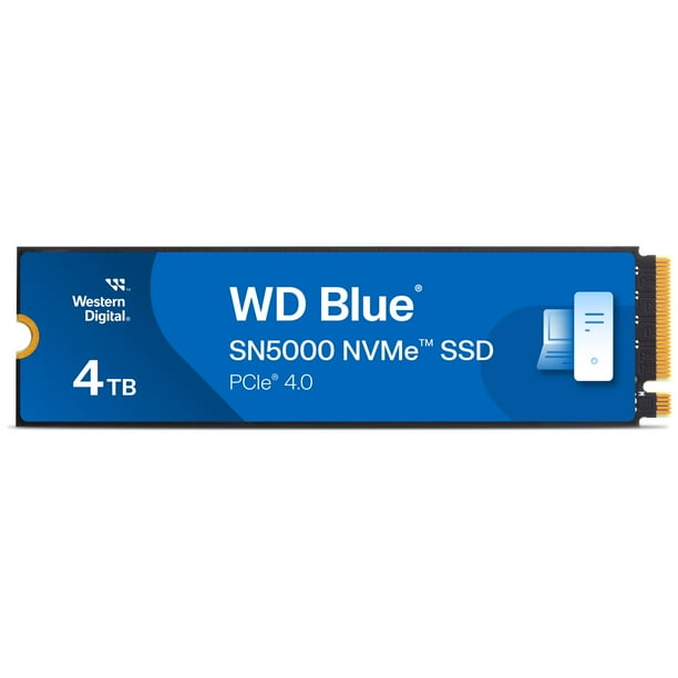 Unidad de estado sólido interna Western Digital WD Blue SN5000 NVMe SSD de 4 TB - PCIe Gen 4.0, M.2 2280, hasta 5500 MB/s - WDS400T4B0E