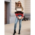 thumbnail image 5 of Female Sweaters Casual Long Sleeve Crewneck Color Block Patchwork Pullover Knit Sweater Tops Orange S, 5 of 10