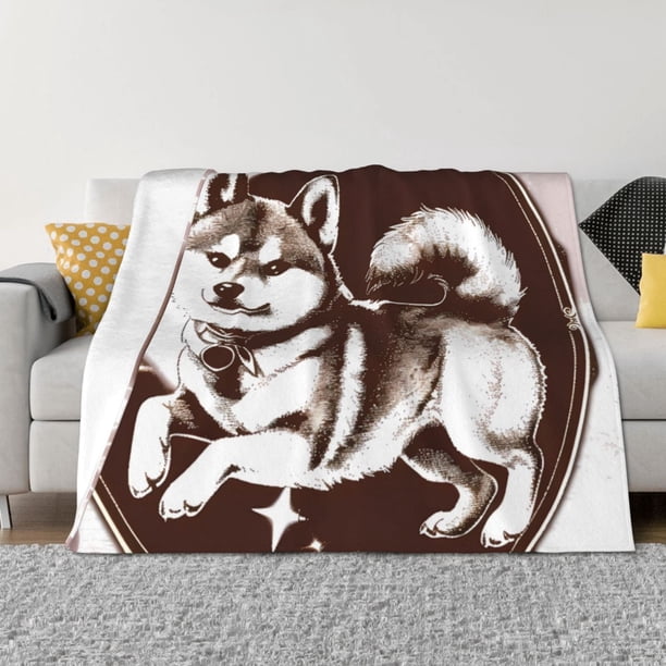 Fotbe Vintage Husky Dog Manta de Franela con Estampado, Manta Ultrasuave para Cama, Sofá, Auto, Hipoalergénica y Antibolitas-60"x50"