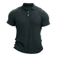 thumbnail image 5 of DDAPJ pyju Men's Knit Polos Shirts Solid Color Short Sleeve Golf Shirt Business Casual Textured Shirt Slim Fit Stretch Collared T-shirt Limited Time Sales Dark Gray S, 5 of 8
