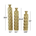 thumbnail image 4 of DecMode 34", 29", 25"H Geometric Tall Distressed Metallic Gold Metal Vase with 3D Triangle Patterns, Set of 3, 4 of 13