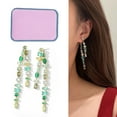 thumbnail image 1 of Pendientes colgantes Circón cúbico Geométrico Doble borla colorida para novias, mujeres, niñas, joyería de graduación, aguja de plata para discotecas, fiestas y uso diario para mujeres y niñas, 1 of 7