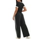 thumbnail image 3 of Conjunto de sudadera de verano de 2 piezas para mujer ATHLECHIC, con camiseta de manga corta y pantalones anchos, color negro, 3 of 5