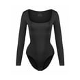 thumbnail image 7 of SAYFUT Women's Square Neck Long Sleeve Bodysuit Sexy Ribbed Shapewear Tops Leotard Tummy Control Body Shaper, 7 of 7