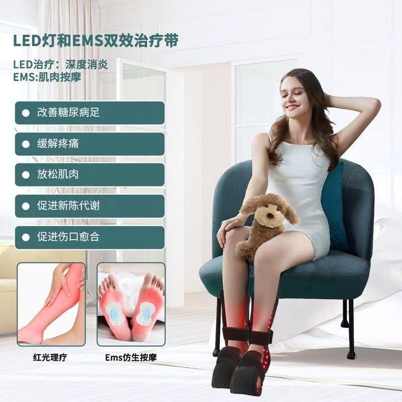 Red Light for Foot & Body, 640nm&660nm&880nm Infrared Light Belt for Foot and Ankle, Light Wavelength&Temp Adjust, 3 Pulse Mode, 10/20/30min Timer