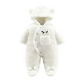 thumbnail image 2 of Hicidod Toddler Romper Cute Bear Ears Hooded Infant Snowsuit Outfit Girls Boys Solid Fleece Winter Warm Footed Jumpsuit, 2 of 3