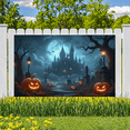 thumbnail image 2 of Gothic Design Halloween Banner with Scary Pumpkins Spooky Castle Backdrop Dark Atmosphere for Halloween Party Decoration, 2 of 5