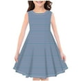 thumbnail image 2 of Cethrio Big Girls Casual Dresses, Stripe Sleeveless Crew Neck Summer Clothes Blue Size 9-10 T, 2 of 3