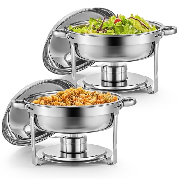 Wilprep 2 Pack Chafing Dish Buffet Set 5 qt Stainless Steel Chafers for BBQ Parties More