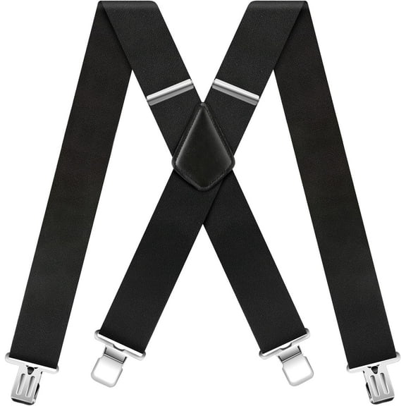 MUCHENGGIFT Mens Braces for Trousers, Adjustable Suspenders with 4 Strong Clips, Elastic X Shape Trouser Braces for Work Heavy Duty, No-Slip Back Suspenders for Casual & Formal Trousers