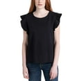 thumbnail image 2 of Ecothreads Women's 2-pack Flutter Sleeve Soft Organic Cotton Tee Top-Black / XXL, 2 of 5