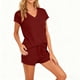 thumbnail image 5 of TaTaai Women's 2-Piece Solid Outfit - Short Sleeve Top & Elastic Waist Drawstring Shorts with Pocket, Casual Basic Set for Daily Wear Gift, 5 of 7